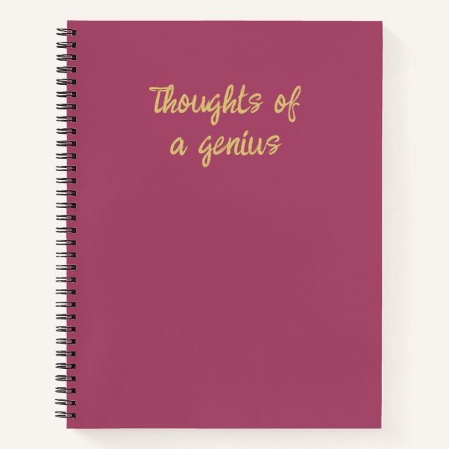 Pink and Gold Funny Thoughts of a Genius Notebook (Front)