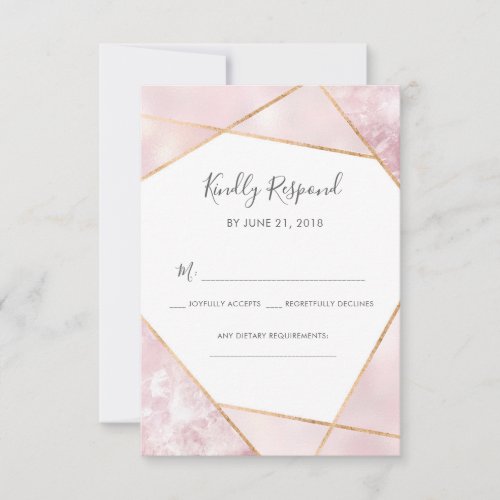 Pink and Gold Geometic RSVP cards