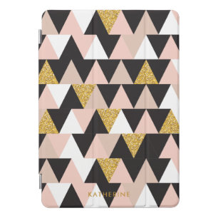 Pink and Gold Geometric Abstract Pattern iPad Pro Cover