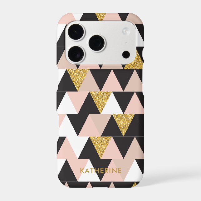 Pink and Gold Geometric Abstract Pattern Iphone Case (Back)