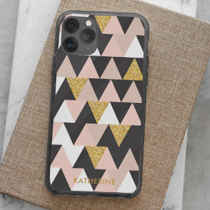 Pink and Gold Geometric Abstract Pattern iPhone 15 Pro Case