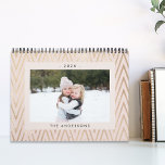 Pink and Gold Geometric Pattern 2025 Photo Calendar<br><div class="desc">Custom-designed photo calendar featuring modern pink and gold geometric pattern with personalized photos.</div>