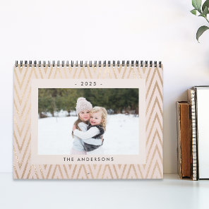 Pink and Gold Geometric Pattern 2025 Photo Calendar