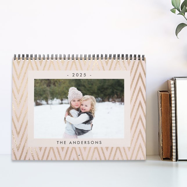 Pink and Gold Geometric Pattern 2025 Photo Calendar (Creator Uploaded)