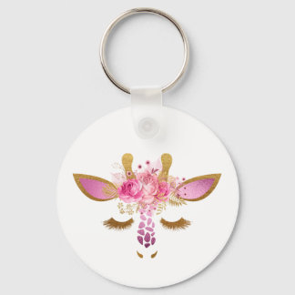 Pink and Gold Giraffe Keychain