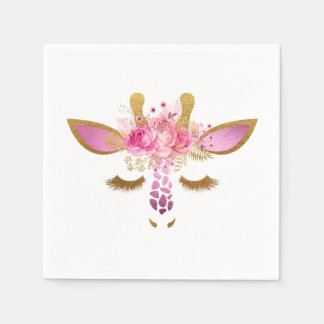 Pink and Gold Giraffe Napkins