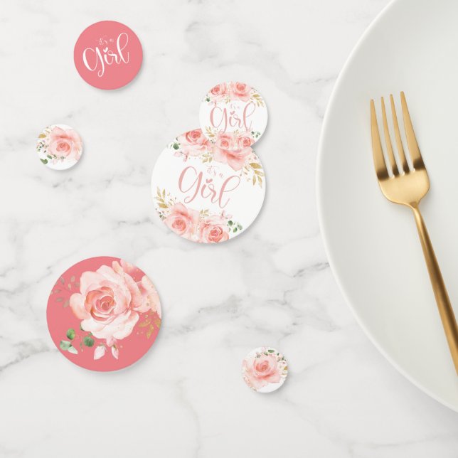 Pink and Gold Girl Baby Shower Confetti (Group)