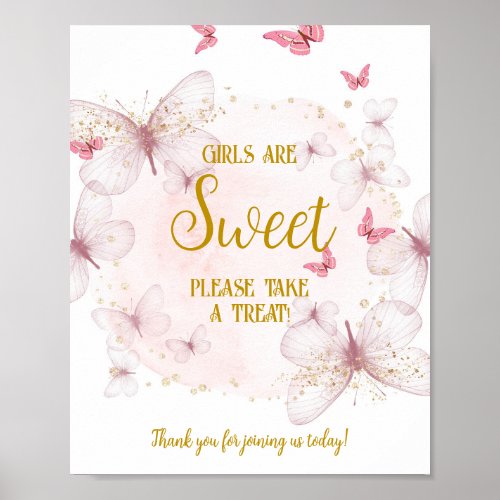 Pink and Gold  Girl Baby Shower Dessert Table Sign