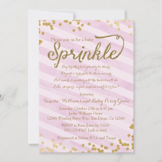 Pink and Gold Girl Baby Sprinkle Shower Invitation