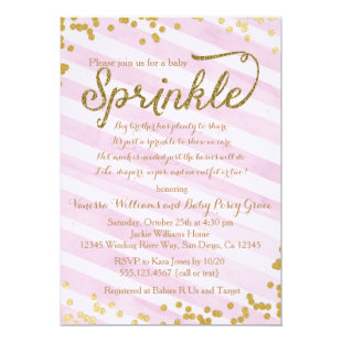 Pink and Gold Girl Baby Sprinkle Shower Invitation