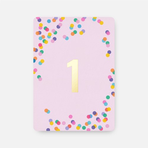 Pink and Gold Girls First Birthday Confetti  Foil Invitation