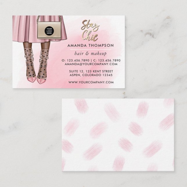 Pink and Gold Girly Business Card (Front/Back)