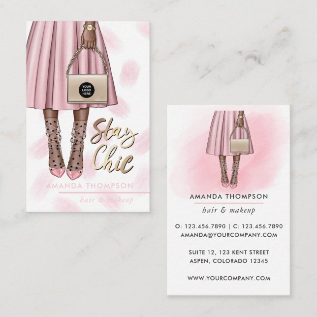 Pink and Gold Girly Business Card (Front/Back)