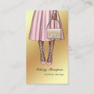 Pink and Gold Girly Monogram QR Code Business Card