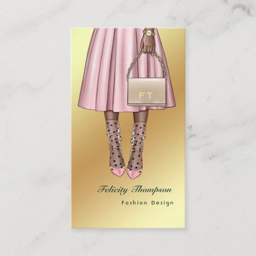 Pink and Gold Girly Monogram QR Code Business Card