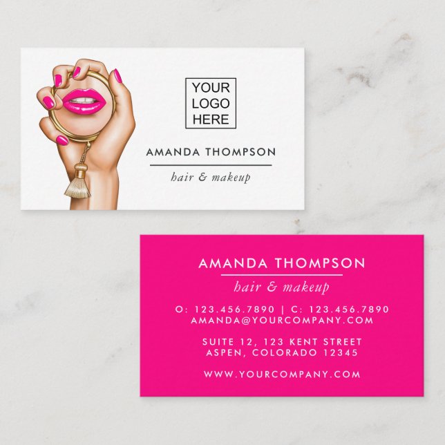 Pink and Gold Glam Chic Business Card (Front/Back)