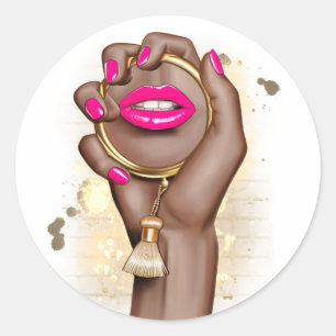 Pink and Gold Glam Chic Classic Round Sticker