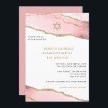 Pink and Gold Glitter Agate, Bat Mitzvah Invitatio Invitation<br><div class="desc">This modern design features a beautiful agate border and your custom text.  Use the template form to add your text.  The advanced editing menus,  accessed by choosing "customize further",  will allow you to change the fonts,  colors and layout.</div>