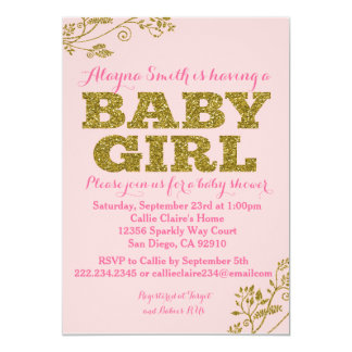 pink gold glitter baby shower cards | zazzle pink gold glitter baby shower cards | zazzle, Baby shower invitations