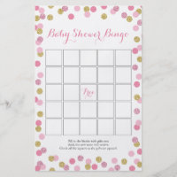 Pink and Gold Glitter Baby Shower Bingo Game Flyer