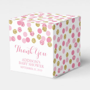 Pink and Gold Glitter Baby Shower Favor Boxes