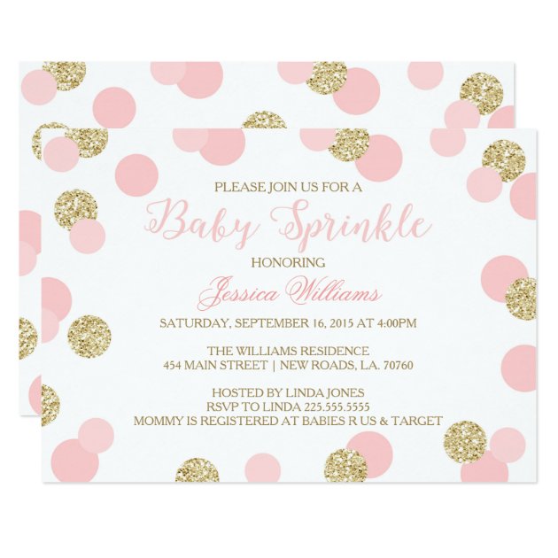Pink And Gold Glitter Baby Sprinkle Invitations