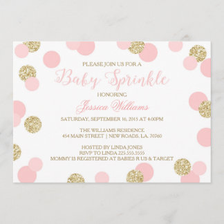 Pink and Gold Glitter Baby Sprinkle Invitations