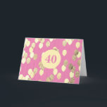 Pink and Gold Glitter Balloons 40th Birthday Card<br><div class="desc">Pink and gold glitter balloons 40th birthday card for her,  which you can personalize the inside card message if wanted.</div>