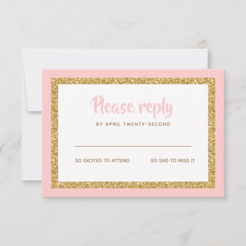Pink and Gold Glitter Bat Mitzvah Reply