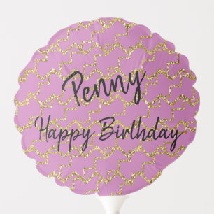 Pink and Gold Glitter Birthday Balloon