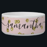 Pink and Gold Glitter Bowl<br><div class="desc">Designed to coordinate with our Pink and Gold Glitter wedding collection, this cute pet bowl features a gold glitter border on pink background. For more advanced customization of this design, please click the "CUSTOMIZE" button above. Please note, glitter is as printed effect and not physical glitter pieces. Please contact me...</div>