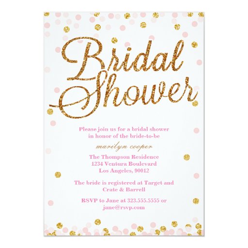 Pink And Gold Bridal Shower Invitations 2