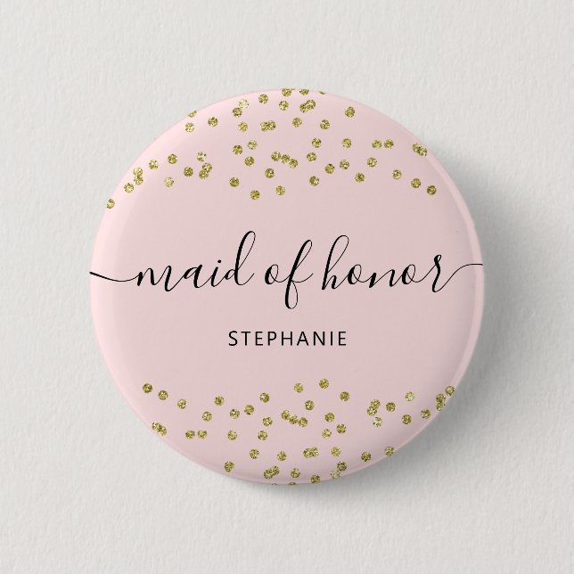 Pink and Gold Glitter bridesmaid  6 Cm Round Badge Button (Front)
