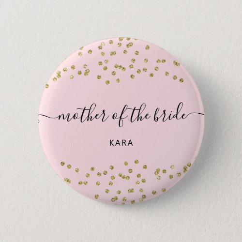 Pink and Gold Glitter bridesmaid  6 Cm Round Badge Button