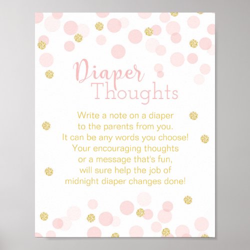 Pink and Gold Glitter Confetti Diaper Thoughts Poster