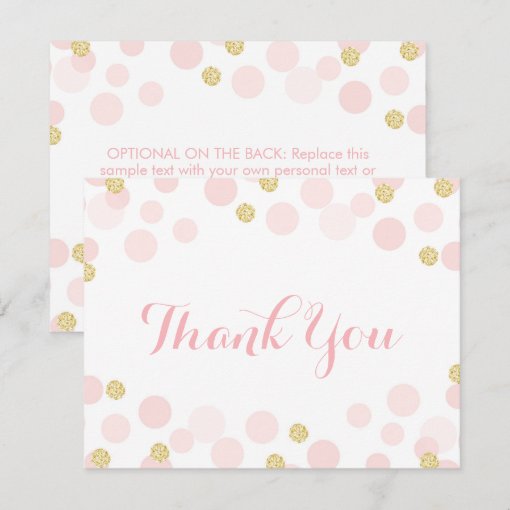 Pink and Gold Glitter Confetti Thank You Card | Zazzle