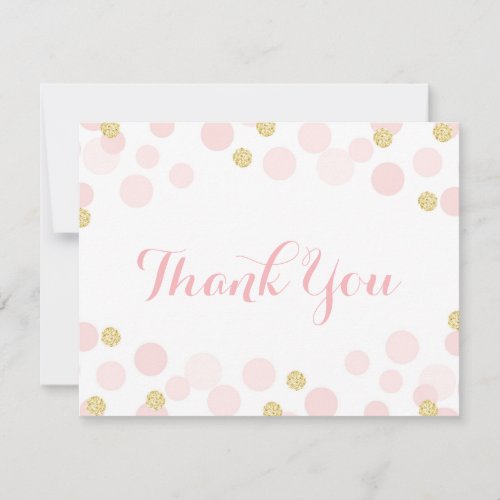 Pink and Gold Glitter Confetti Thank You Card