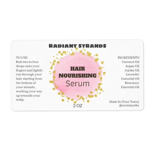 Pink And Gold Glitter Drops Serum Labels
