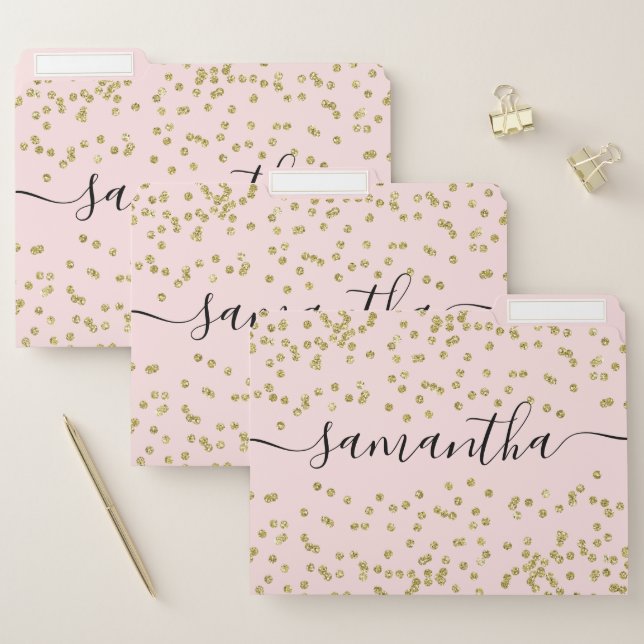 Pink and Gold Glitter File Folder (Set)