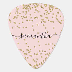 Pink and Gold Glitter Guitar Pick