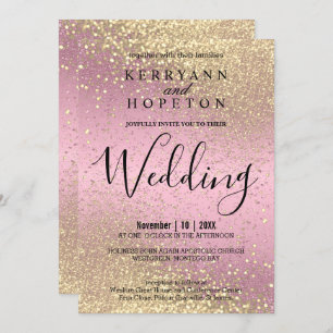 Pink and Gold Glitter Invitation