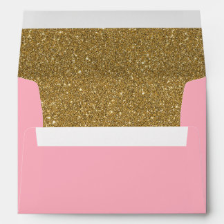 Pink and Gold Glitter Lined Envelope