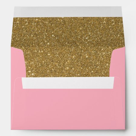 Pink And Gold Glitter Lined Envelope