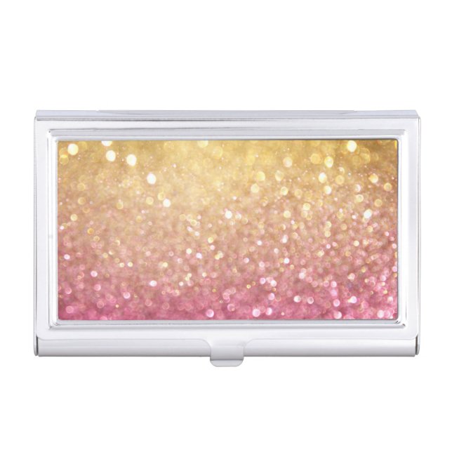 pink and gold glitter look case for business cards (Front)