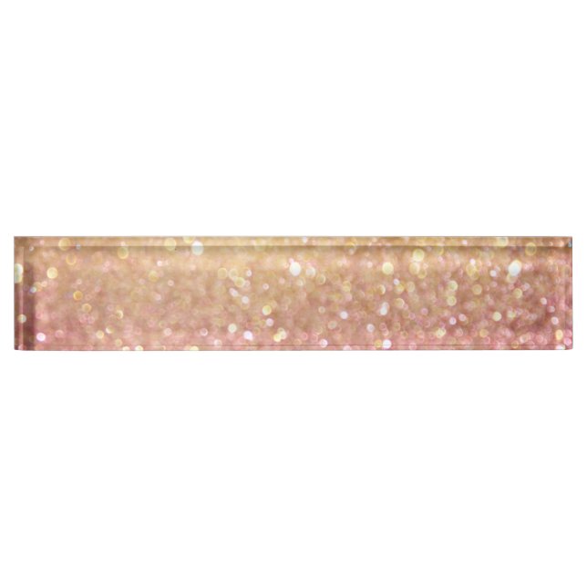 pink and gold glitter look desk name plate (Front)