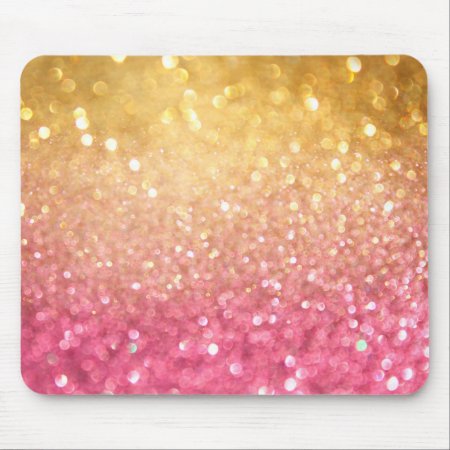 Pink And Gold Glitter Look Mouse Pad