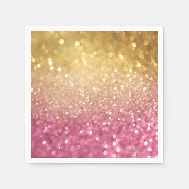 pink and gold glitter look napkins (Front)