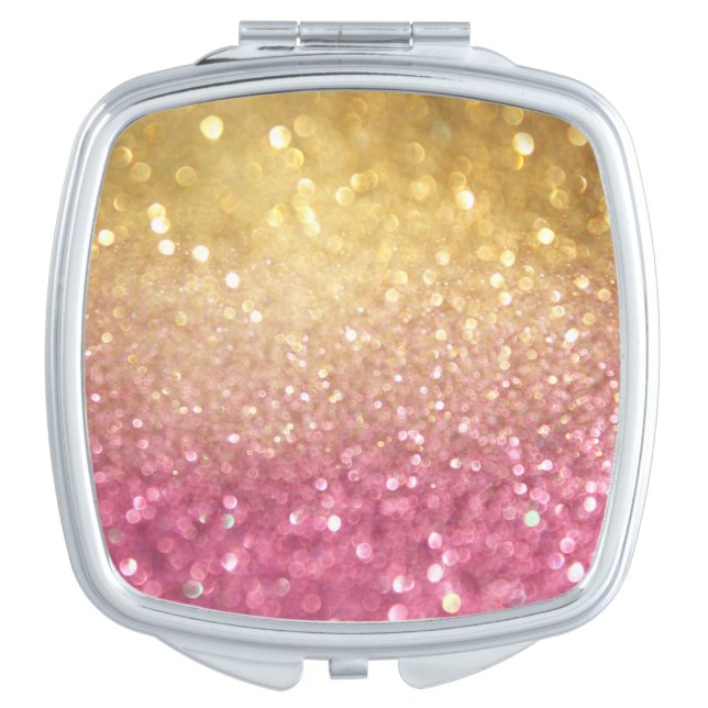 pink and gold glitter look vanity mirror (Front)
