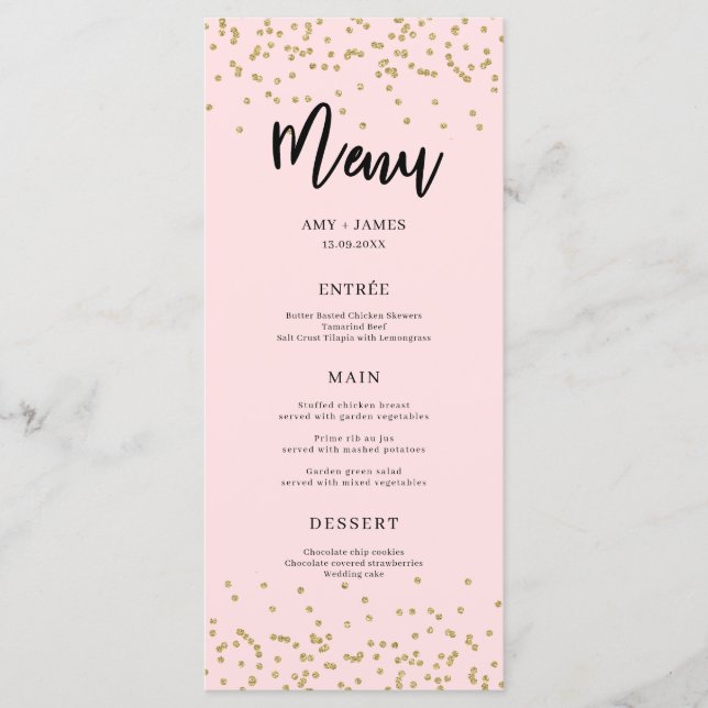 Pink and Gold Glitter Menu (Front)
