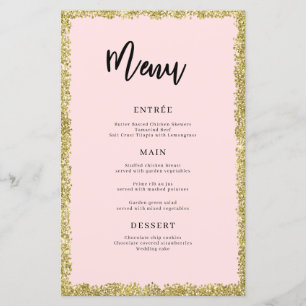 Pink and Gold Glitter Menu